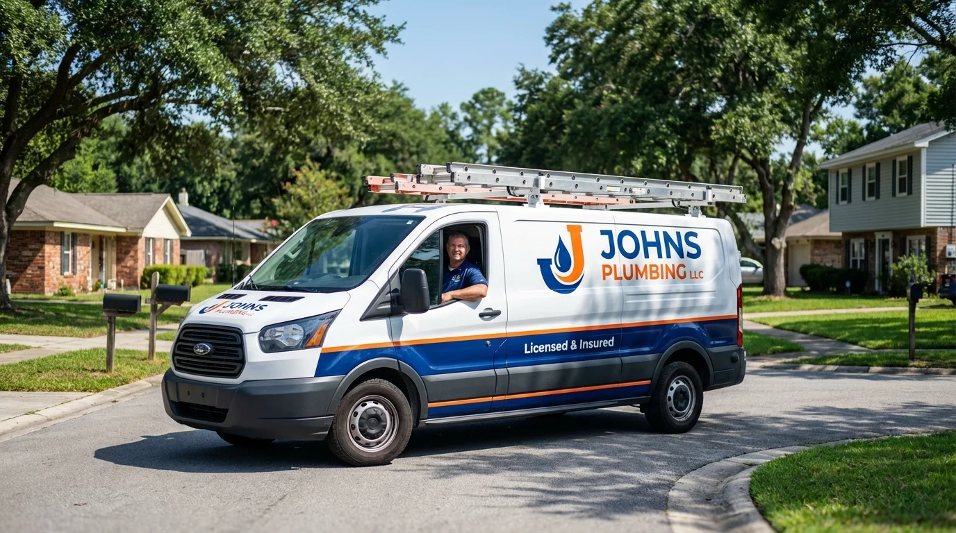 Johns Plumbing LLC service van in Manchester Center, VT