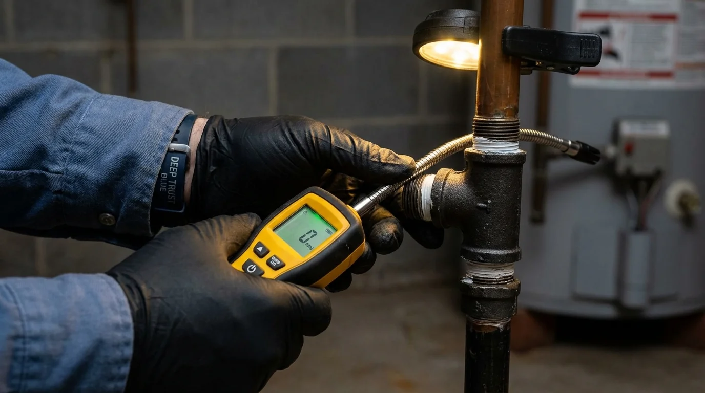Gas leak detection with electronic sniffer by Johns Plumbing LLC in Manchester Center