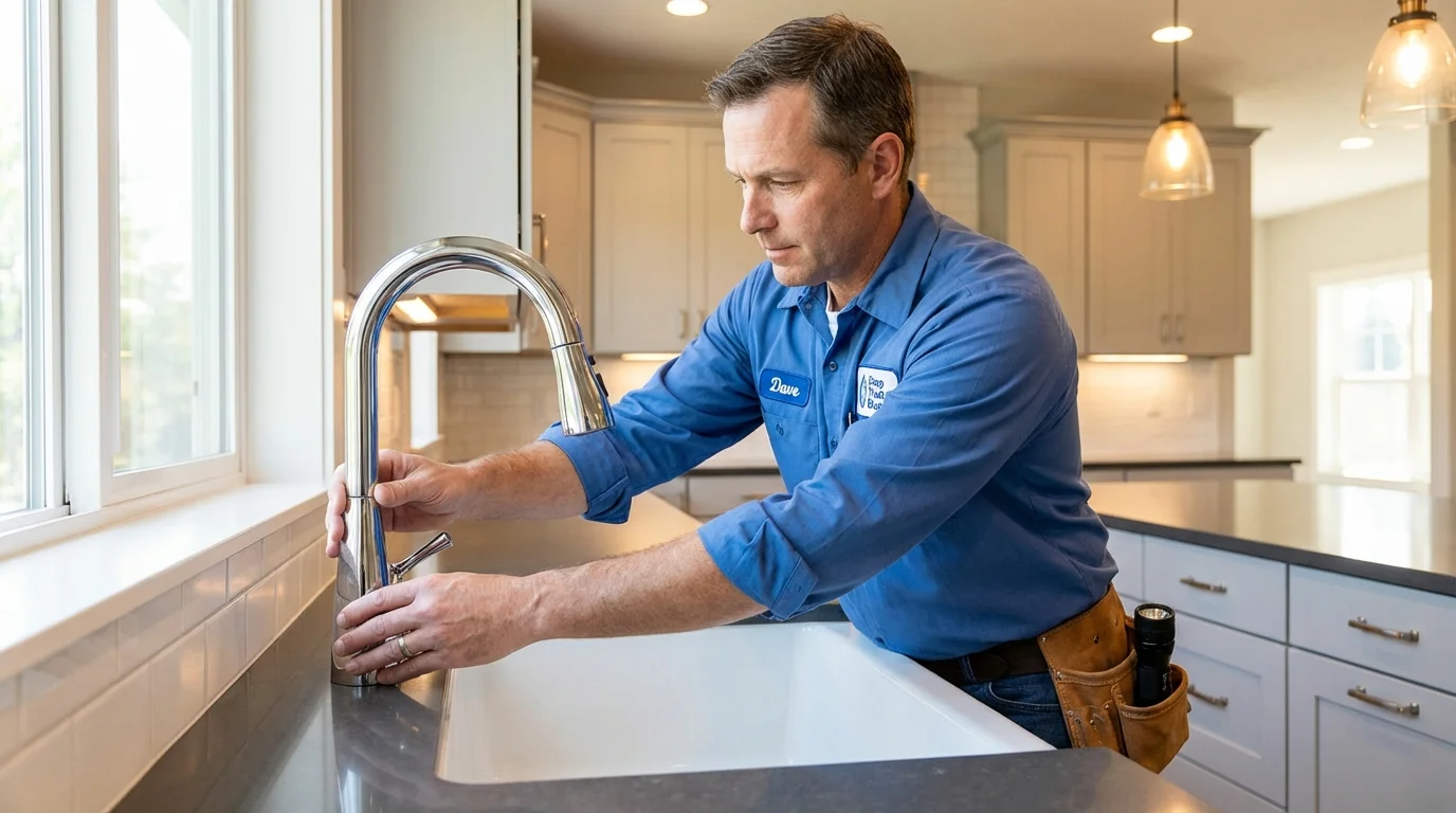 Kitchen faucet installation by Johns Plumbing LLC in Manchester Center